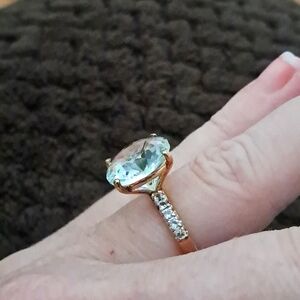 White Topaz Ring In 18k Yellow Gold Over 925 Sterling Silver.